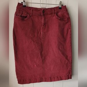 Burgundy Stretchy Denim Skirt